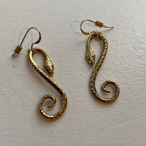 Gold-plated hand crafted serpent earrings.